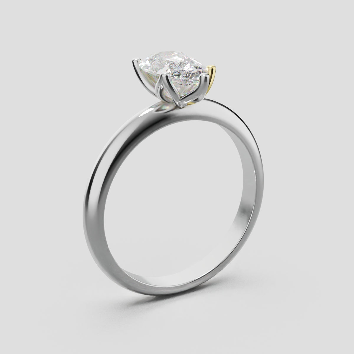 Sboccio, 1ct pear lab grown diamond engagement ring, Petal Set, 18K white gold - ne