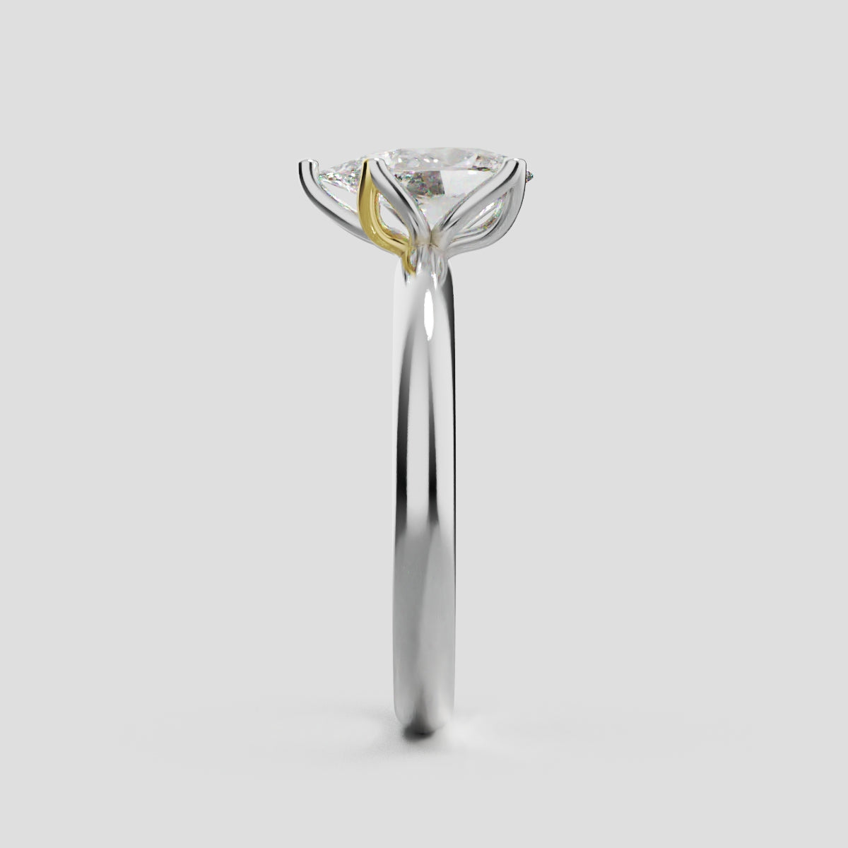 Sboccio, 1ct pear lab grown diamond engagement ring, Petal Set, 18K white gold - side view