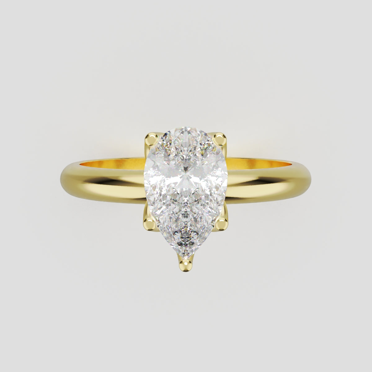 Sboccio, 1ct pear lab grown diamond engagement ring, Petal Set, 18K yellow gold - front view
