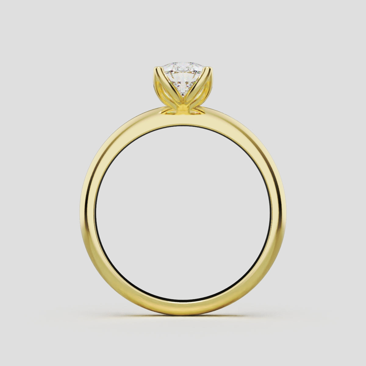 Sboccio, 1ct pear lab grown diamond engagement ring, Petal Set, 18K yellow gold - through finger
