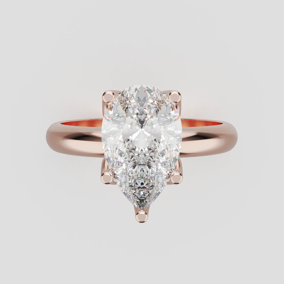 Sboccio, 2ct pear lab grown diamond engagement ring, Petal Set, 18K rose gold - front view