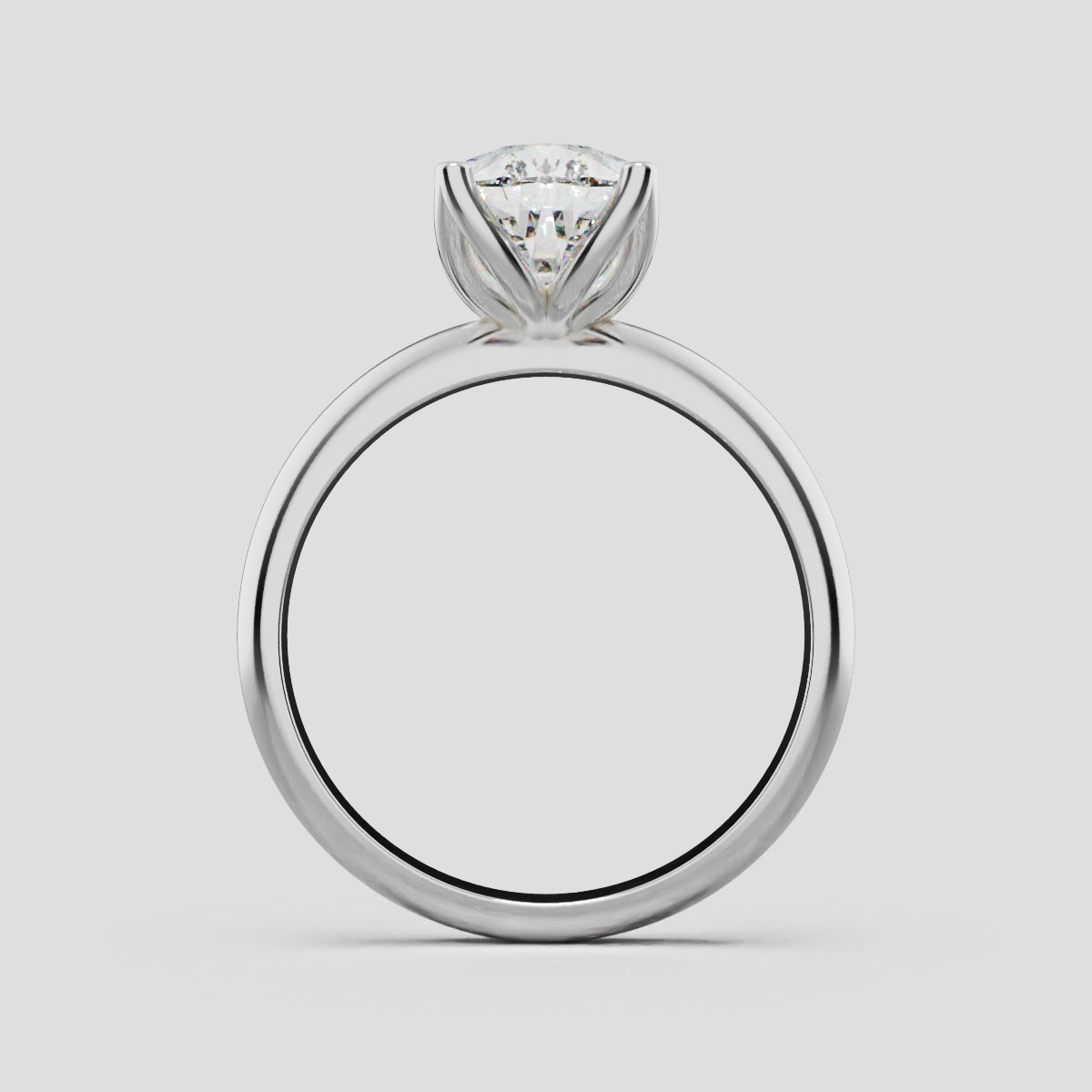 Sboccio, 2ct pear lab grown diamond engagement ring, Petal Set, 18K white gold - through finger
