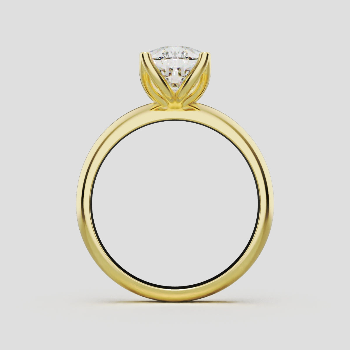Sboccio, 2ct pear lab grown diamond engagement ring, Petal Set, 18K yellow gold - through finger