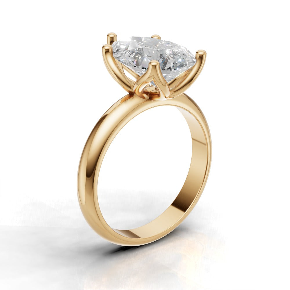Sboccio, 3ct pear lab grown diamond engagement ring, Petal Set, 18K yellow gold - ne