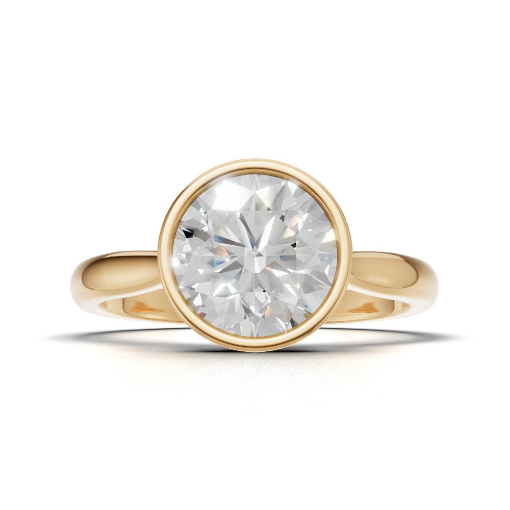 Cerchia, 1.5ct round lab grown diamond engagement ring, Bezel Cathedral, 18K yellow gold - view 4