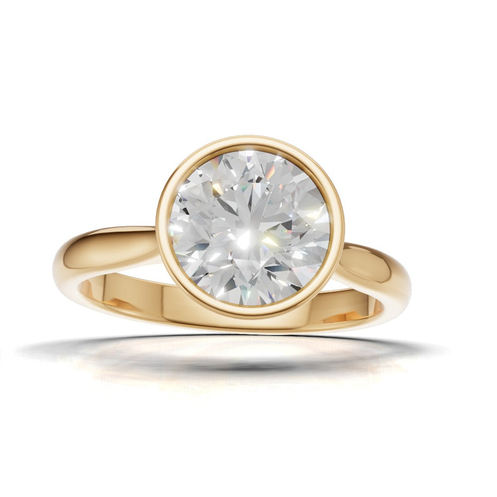 Cerchia, 1.5ct round lab grown diamond engagement ring, Bezel Cathedral, 18K yellow gold - view 4