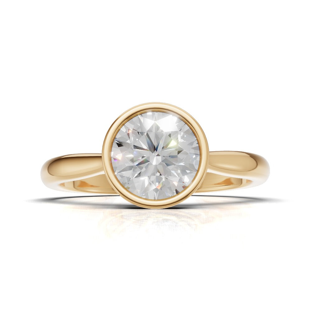 Cerchia, 1ct round lab grown diamond engagement ring, Bezel Cathedral, 18K yellow gold - view 4