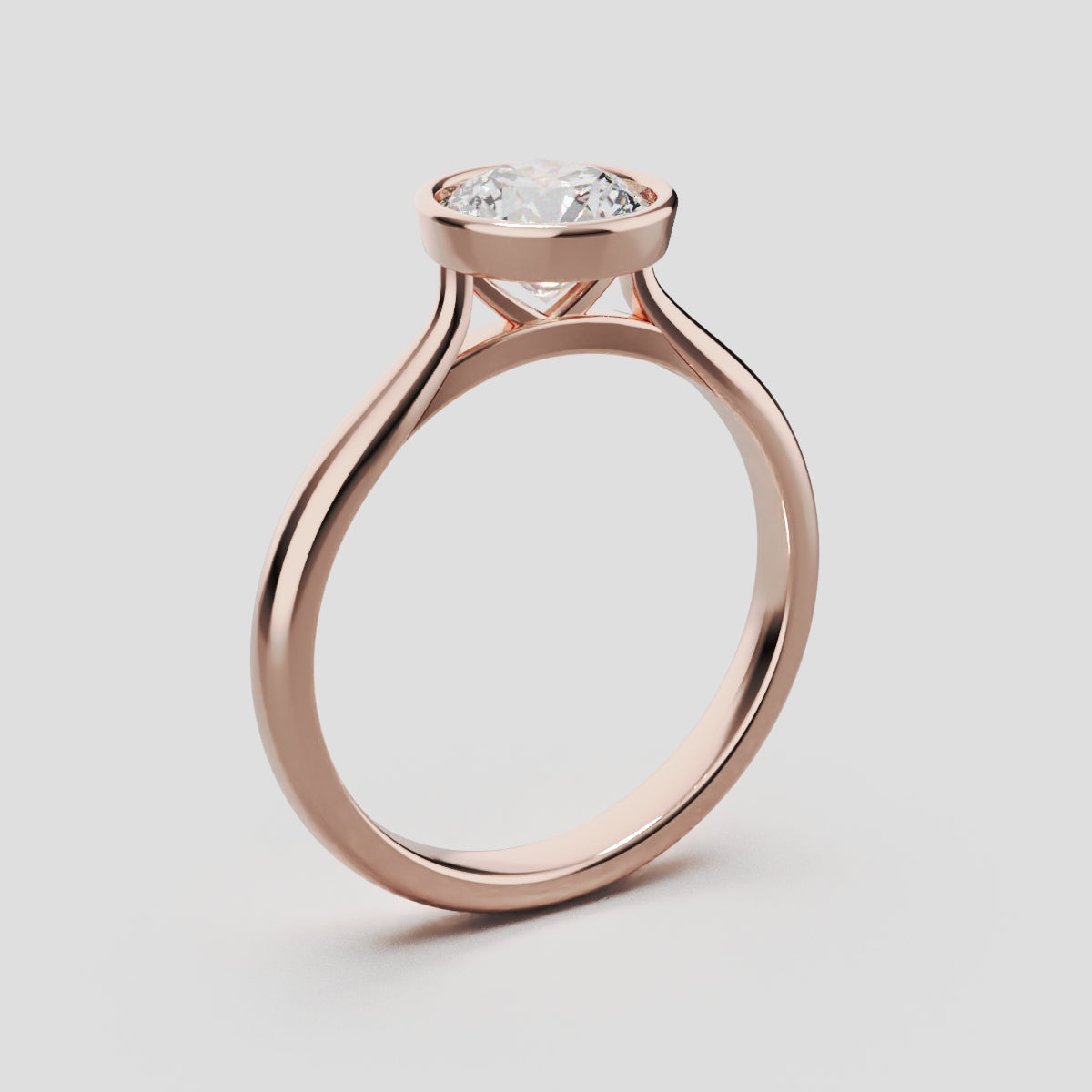 Cerchia, 1ct round lab grown diamond engagement ring, Bezel Cathedral, 18K rose gold - ne