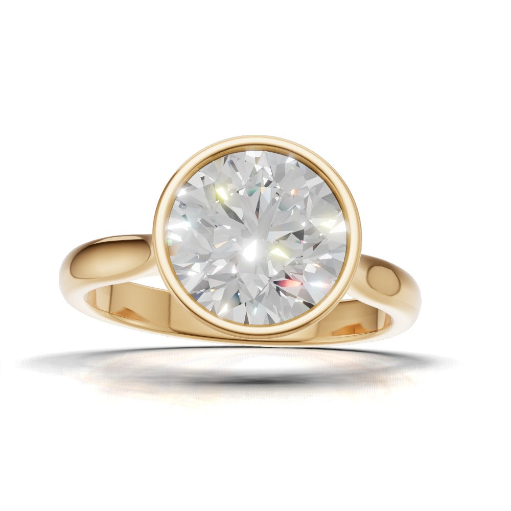 Cerchia, 2ct round lab grown diamond engagement ring, Bezel Cathedral, 18K yellow gold - view 4