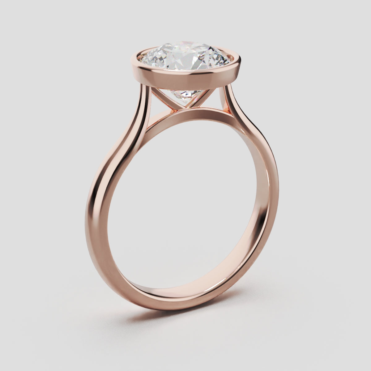 Cerchia, 2ct round lab grown diamond engagement ring, Bezel Cathedral, 18K rose gold - ne