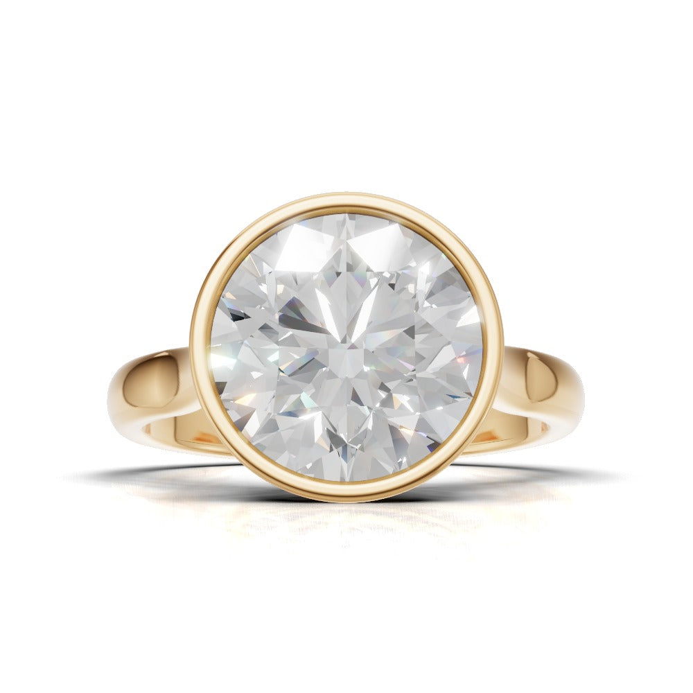 Cerchia, 3ct round lab grown diamond engagement ring, Bezel Cathedral, 18K yellow gold - view 4