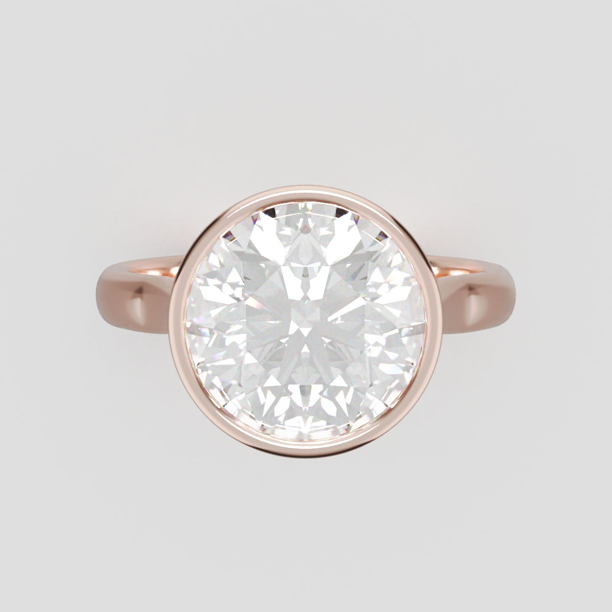 Cerchia, 3ct round lab grown diamond engagement ring, Bezel Cathedral, 18K rose gold - front view