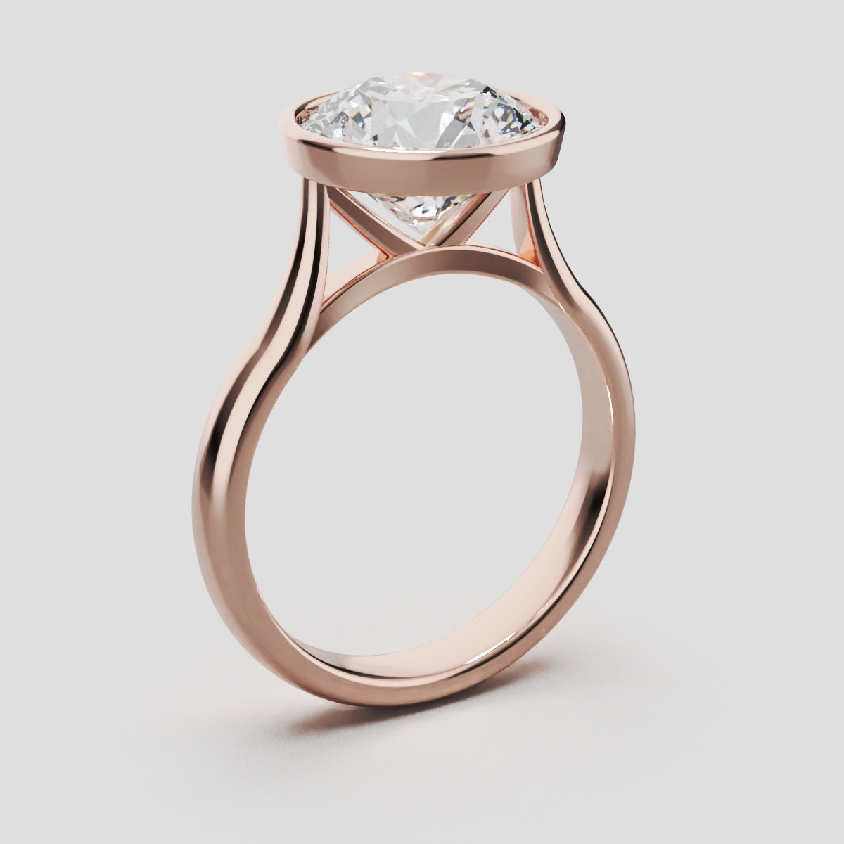 Cerchia, 3ct round lab grown diamond engagement ring, Bezel Cathedral, 18K rose gold - ne