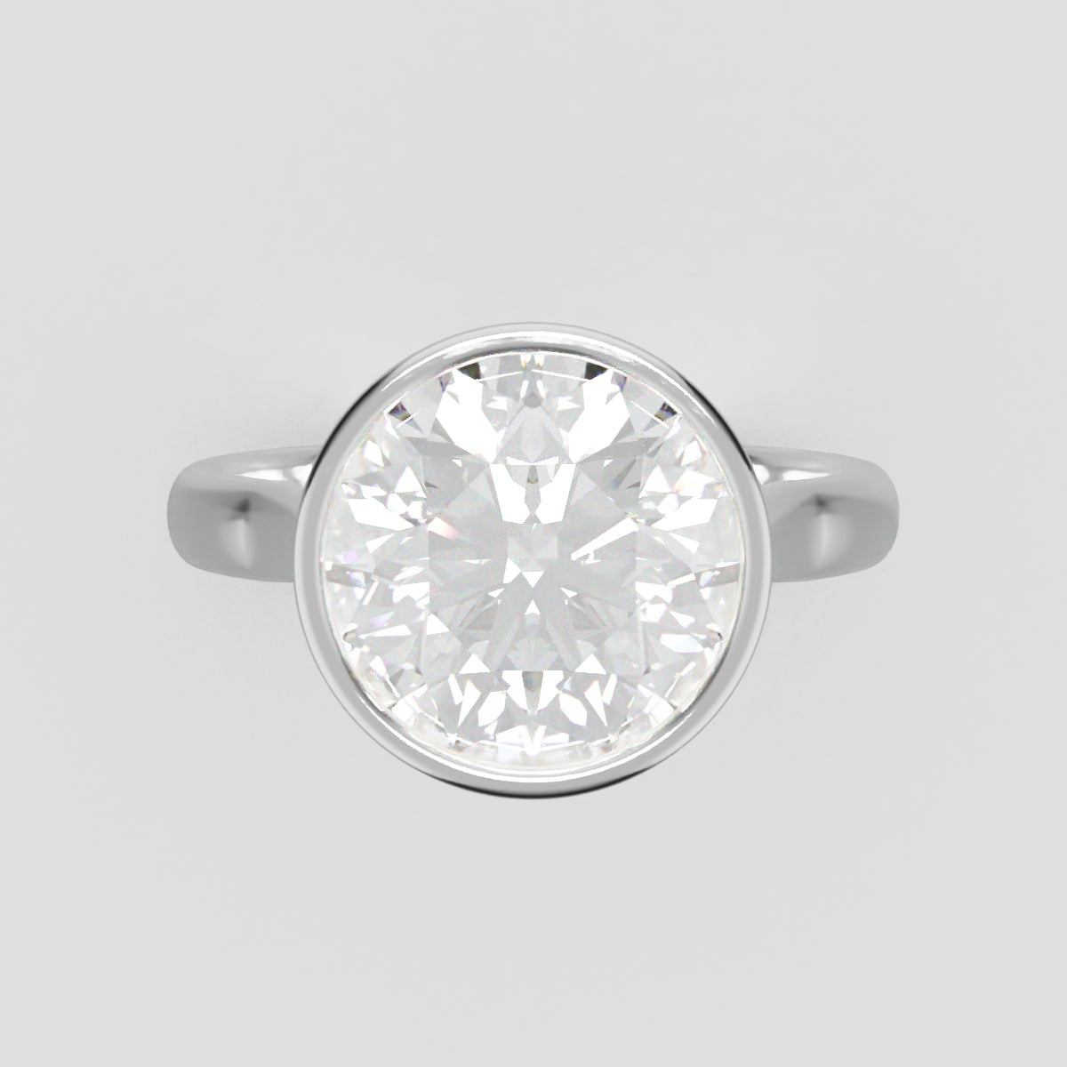 Cerchia, 3ct round lab grown diamond engagement ring, Bezel Cathedral, 18K white gold - front view