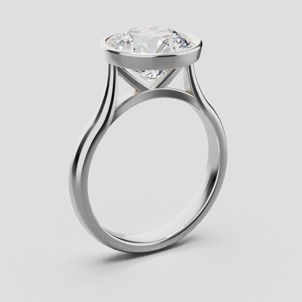 Cerchia, 3ct round lab grown diamond engagement ring, Bezel Cathedral, 18K white gold - ne