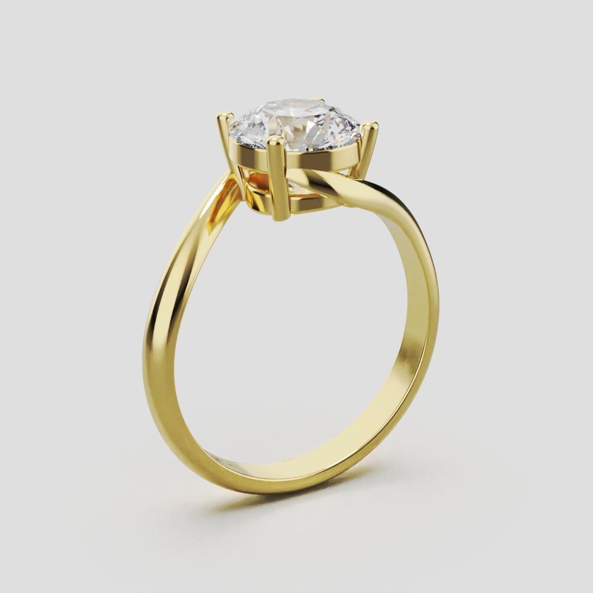 Incrocio, 1.5ct round lab grown diamond engagement ring, Bypass, 18K yellow gold - ne