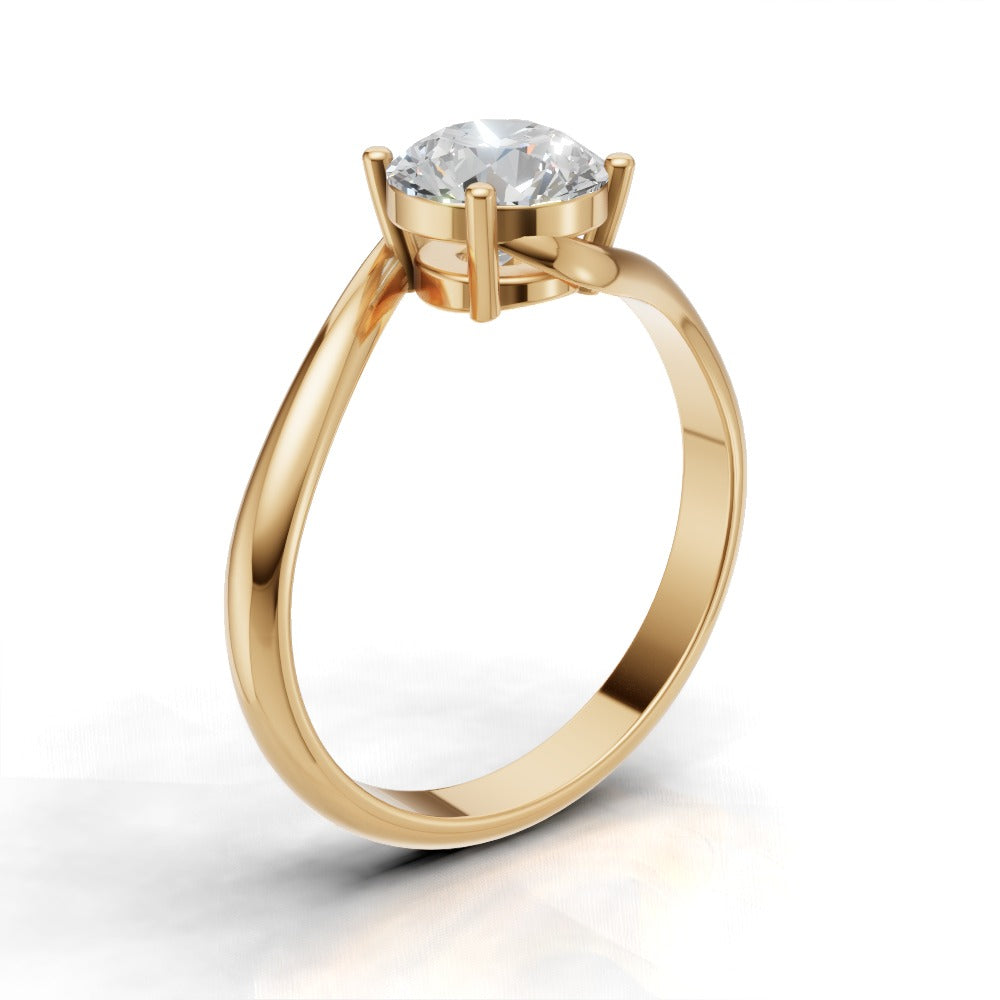 Incrocio, 1ct round lab grown diamond engagement ring, Bypass, 18K yellow gold - ne