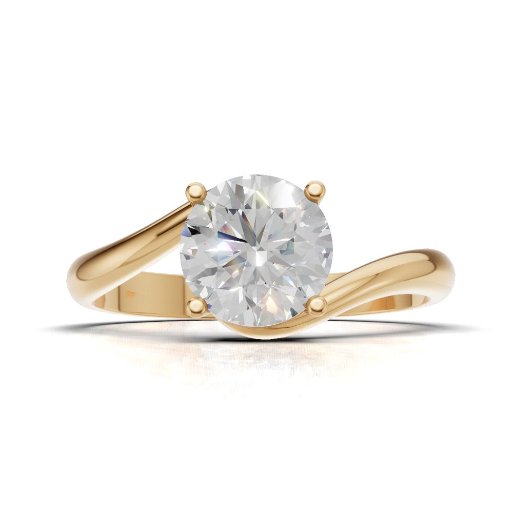 Incrocio, 1ct round lab grown diamond engagement ring, Bypass, 18K yellow gold - view 4