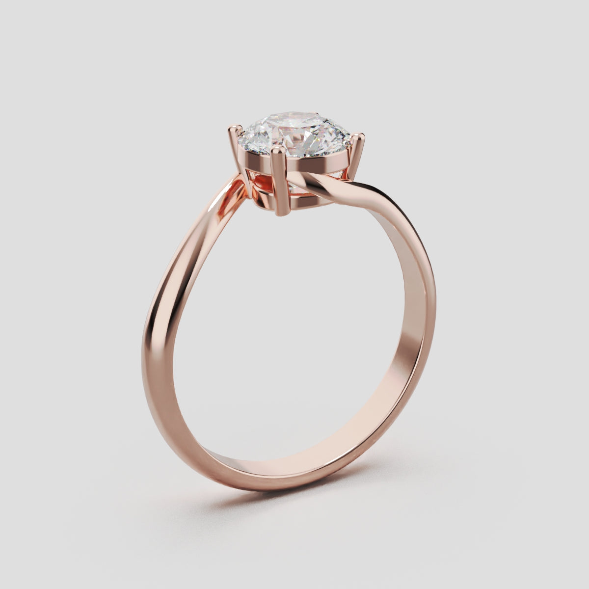 Incrocio, 1ct round lab grown diamond engagement ring, Bypass, 18K rose gold - ne