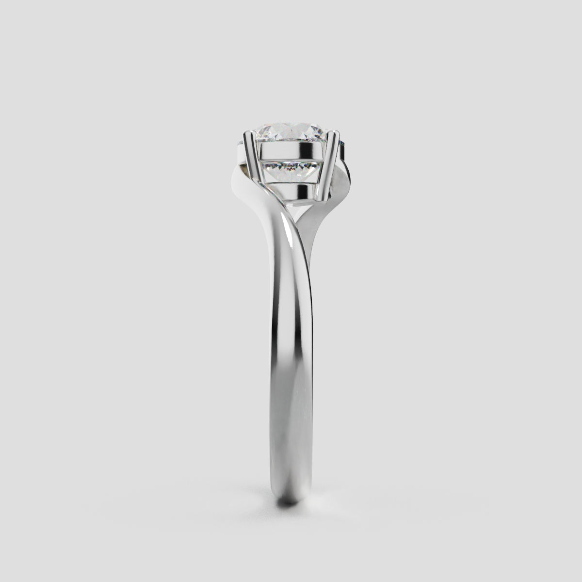 Incrocio, 1ct round lab grown diamond engagement ring, Bypass, 18K white gold - side view