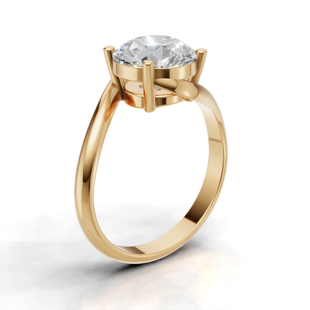 Incrocio, 2ct round lab grown diamond engagement ring, Bypass, 18K yellow gold - ne