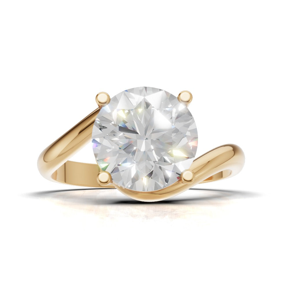 Incrocio, 2ct round lab grown diamond engagement ring, Bypass, 18K yellow gold - view 4