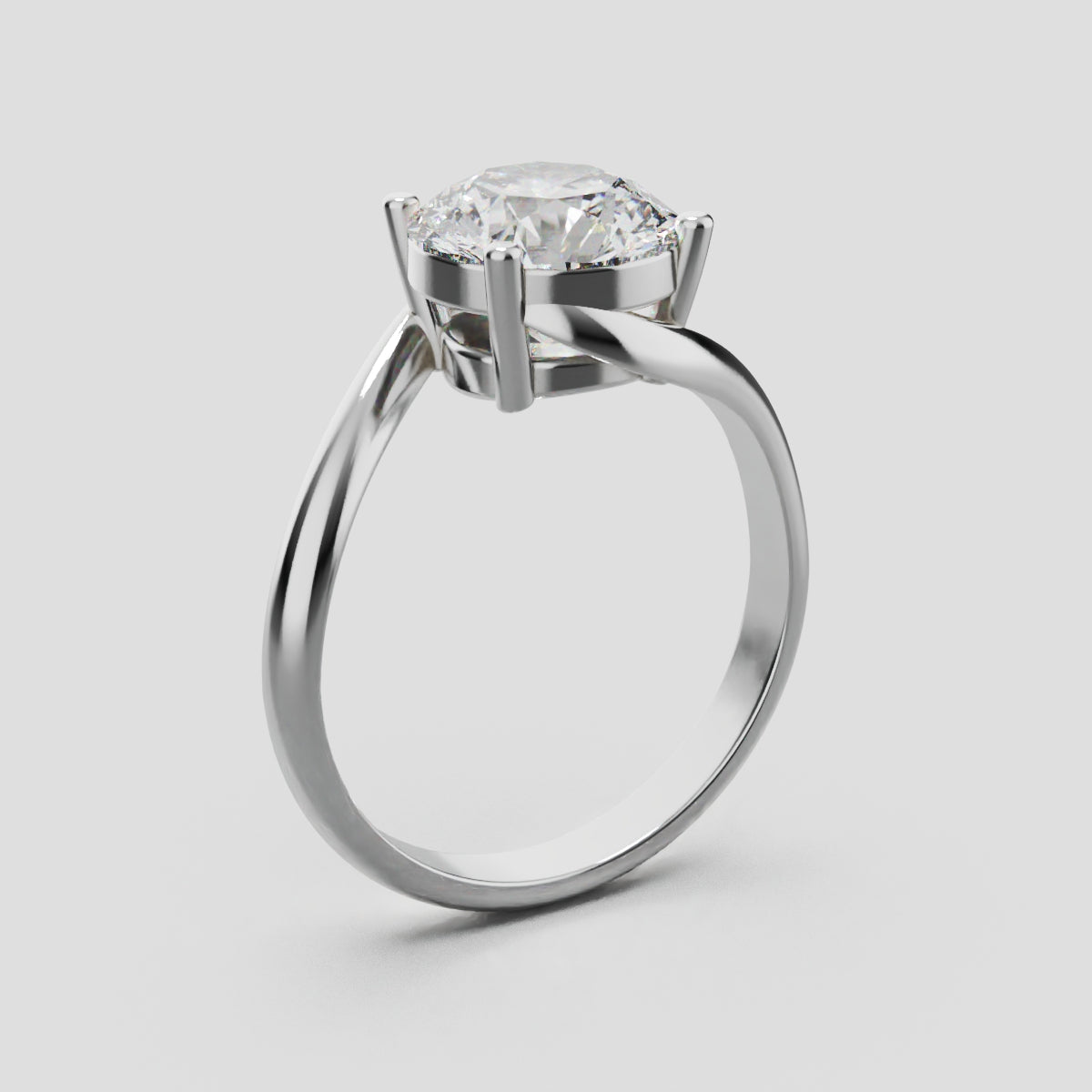 Incrocio, 2ct round lab grown diamond engagement ring, Bypass, 18K white gold - ne