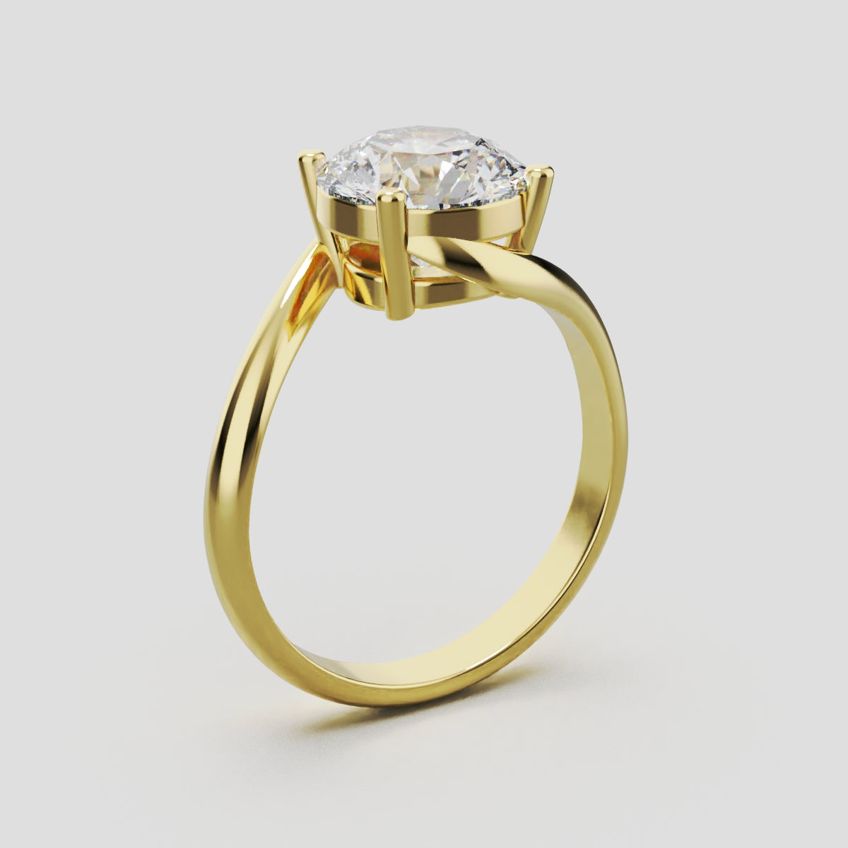 Incrocio, 2ct round lab grown diamond engagement ring, Bypass, 18K yellow gold - ne