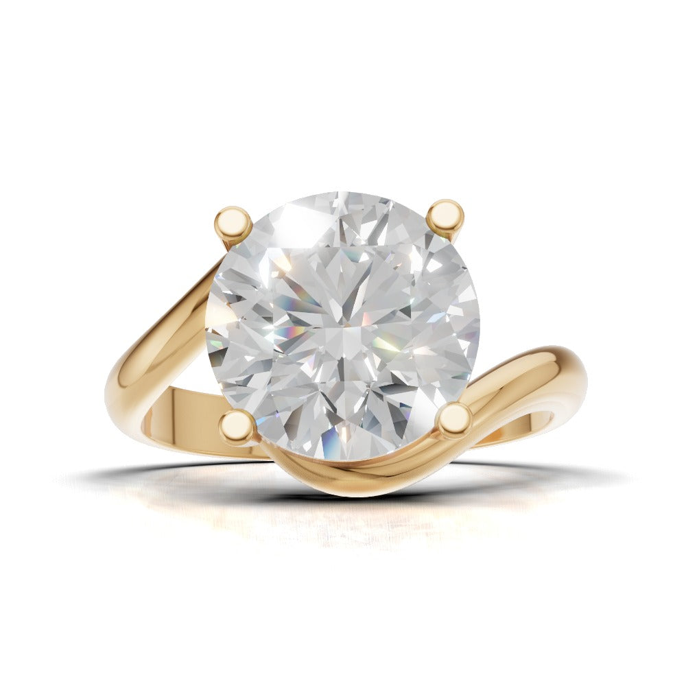 Incrocio, 3ct round lab grown diamond engagement ring, Bypass, 18K yellow gold - view 4