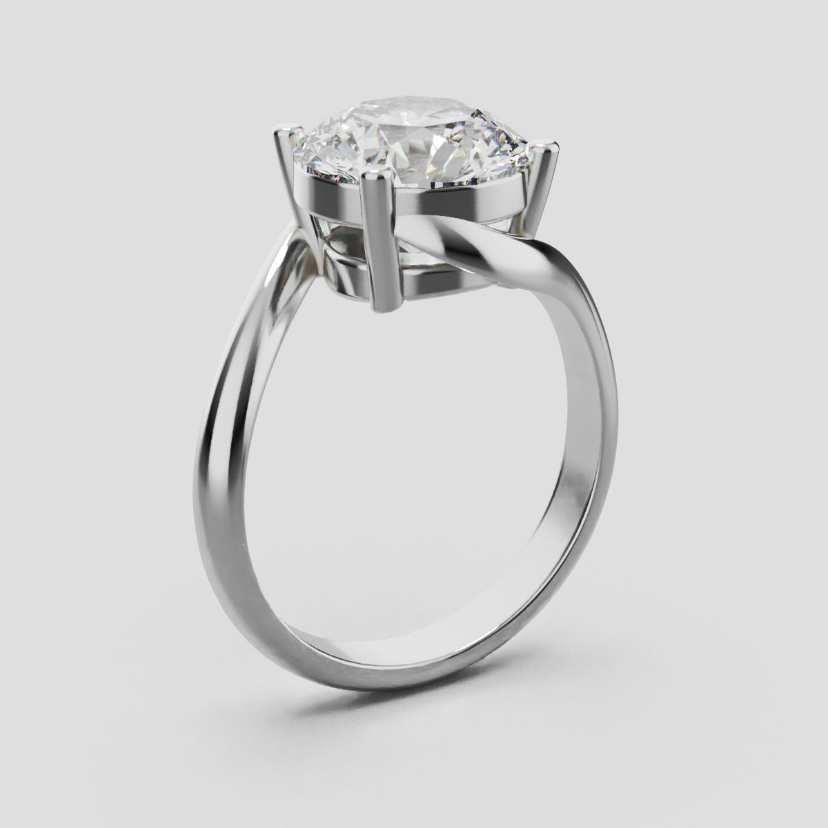 Incrocio, 3ct round lab grown diamond engagement ring, Bypass, 18K white gold - ne