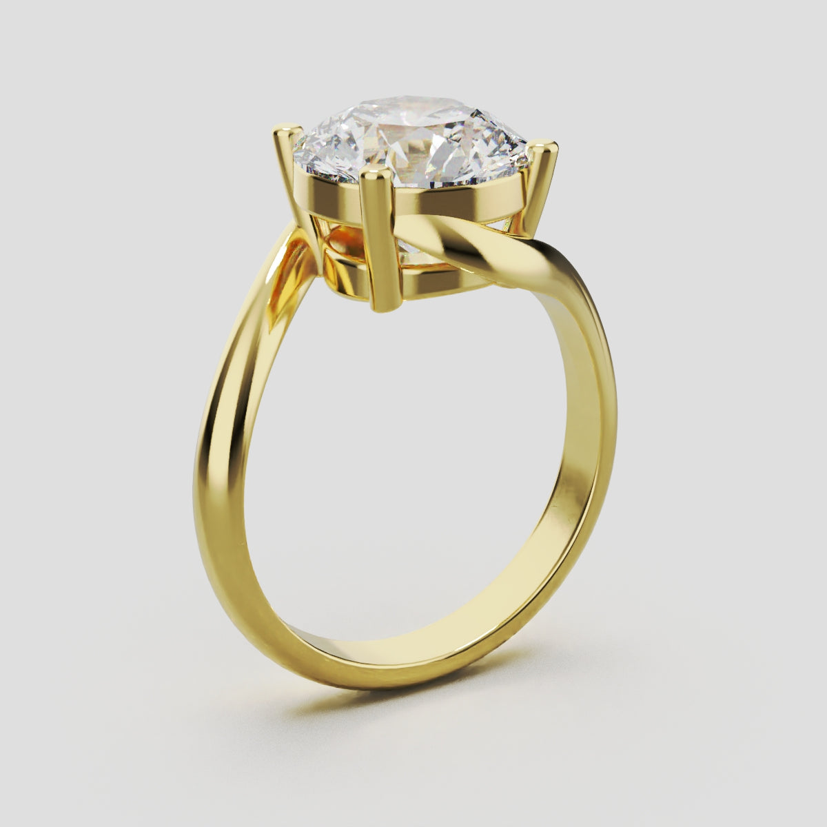 Incrocio, 3ct round lab grown diamond engagement ring, Bypass, 18K yellow gold - ne