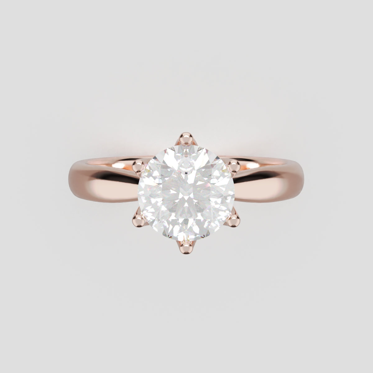 Corolla, 1ct round lab grown diamond engagement ring, Petal Cathedral, 18K rose gold - front view