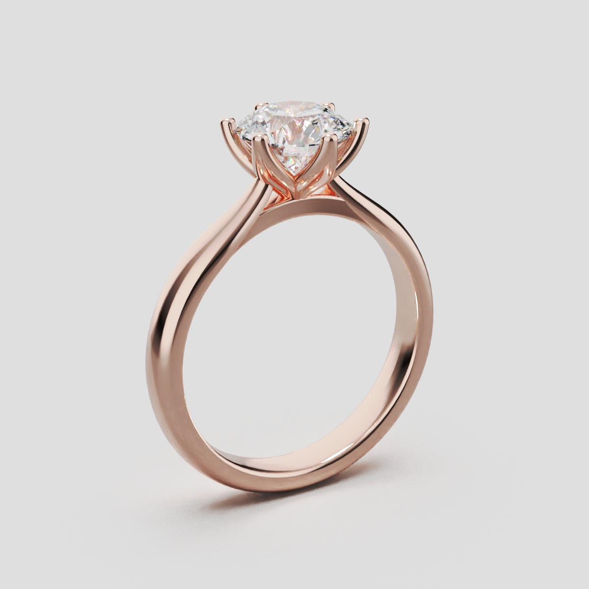 Corolla, 1ct round lab grown diamond engagement ring, Petal Cathedral, 18K rose gold - ne