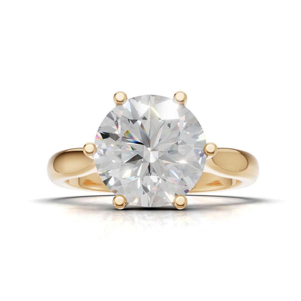 Corolla, 2ct round lab grown diamond engagement ring, Petal Cathedral, 18K yellow gold - view 4