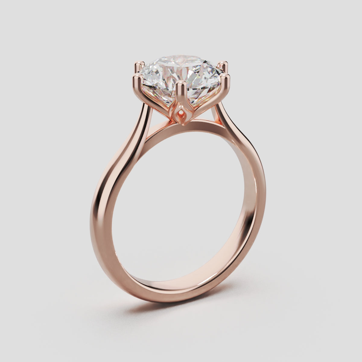 Corolla, 2ct round lab grown diamond engagement ring, Petal Cathedral, 18K rose gold - ne