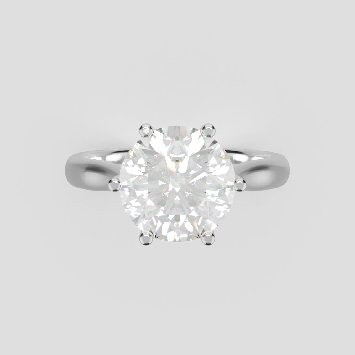 Corolla, 2ct round lab grown diamond engagement ring, Petal Cathedral, 18K white gold - front view