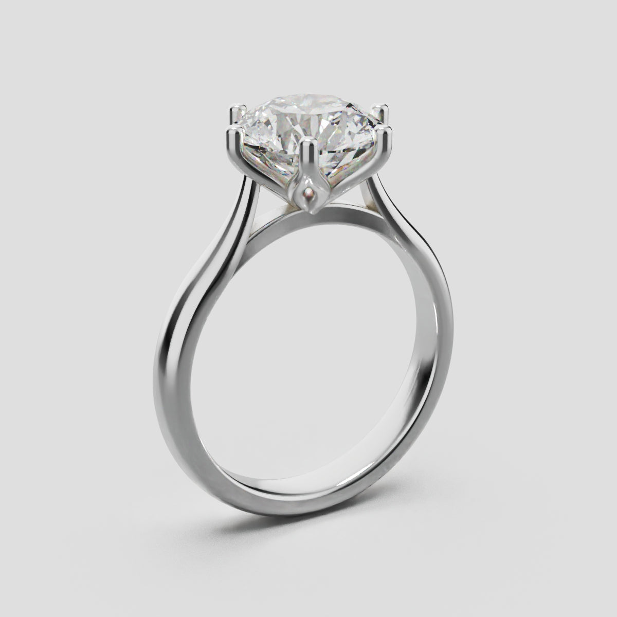 Corolla, 2ct round lab grown diamond engagement ring, Petal Cathedral, 18K white gold - ne