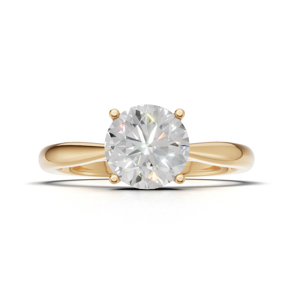 Arcata, 1ct round lab grown diamond engagement ring, Cathedral Hidden Halo Bridge, 18K yellow gold - view 4