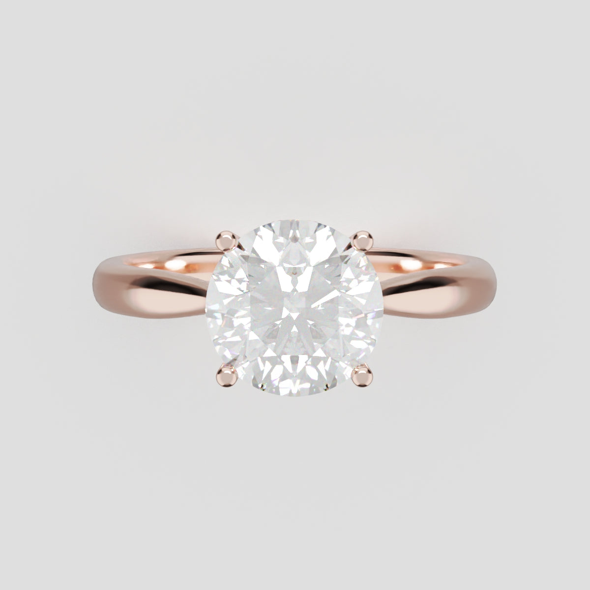 Arcata, 1.5ct round lab grown diamond engagement ring, Cathedral Hidden Halo Bridge, 18K rose gold - front view