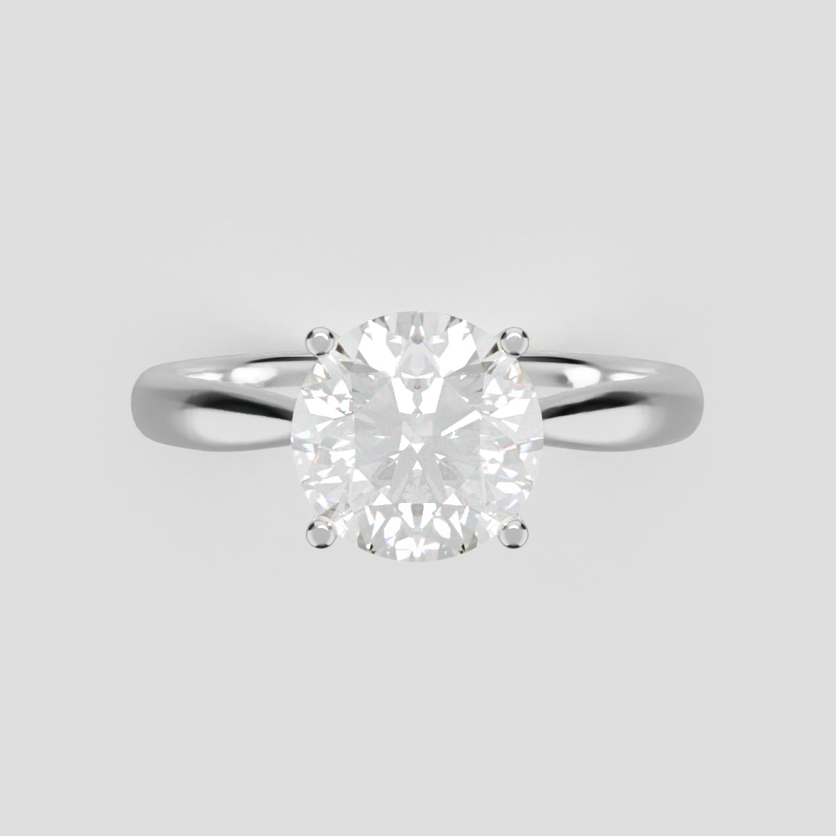 Arcata, 1.5ct round lab grown diamond engagement ring, Cathedral Hidden Halo Bridge, 18K white gold - front view