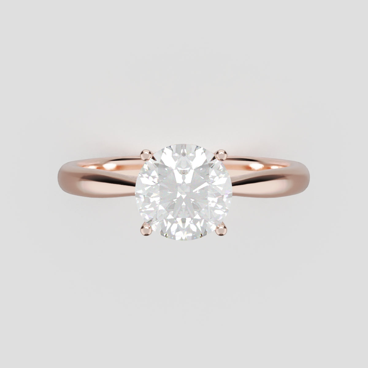 Arcata, 1ct round lab grown diamond engagement ring, Cathedral Hidden Halo Bridge, 18K rose gold - front view