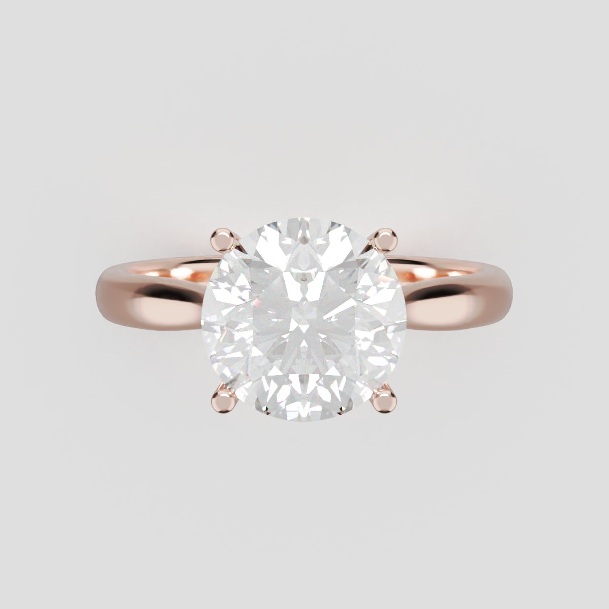 Arcata, 2ct round lab grown diamond engagement ring, Cathedral Hidden Halo Bridge, 18K rose gold - front view