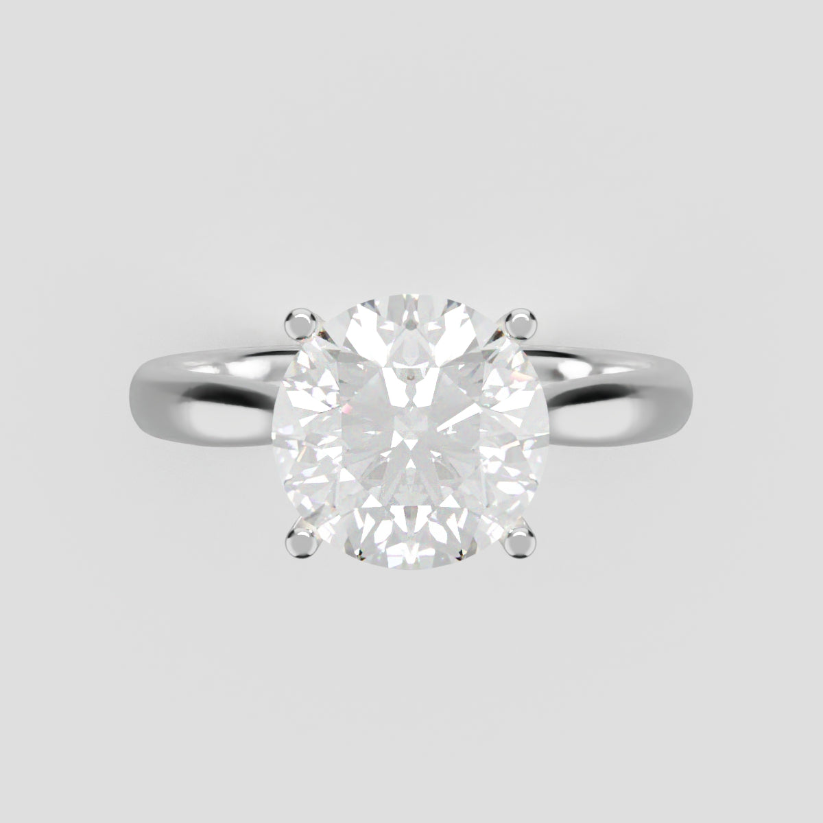 Arcata, 2ct round lab grown diamond engagement ring, Cathedral Hidden Halo Bridge, 18K white gold - front view