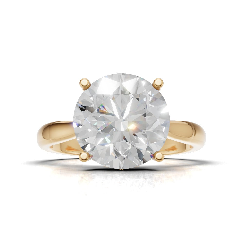 Arcata, 3ct round lab grown diamond engagement ring, Cathedral Hidden Halo Bridge, 18K yellow gold - view 4