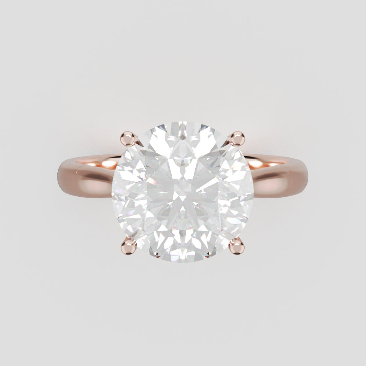 Arcata, 3ct round lab grown diamond engagement ring, Cathedral Hidden Halo Bridge, 18K rose gold - front view