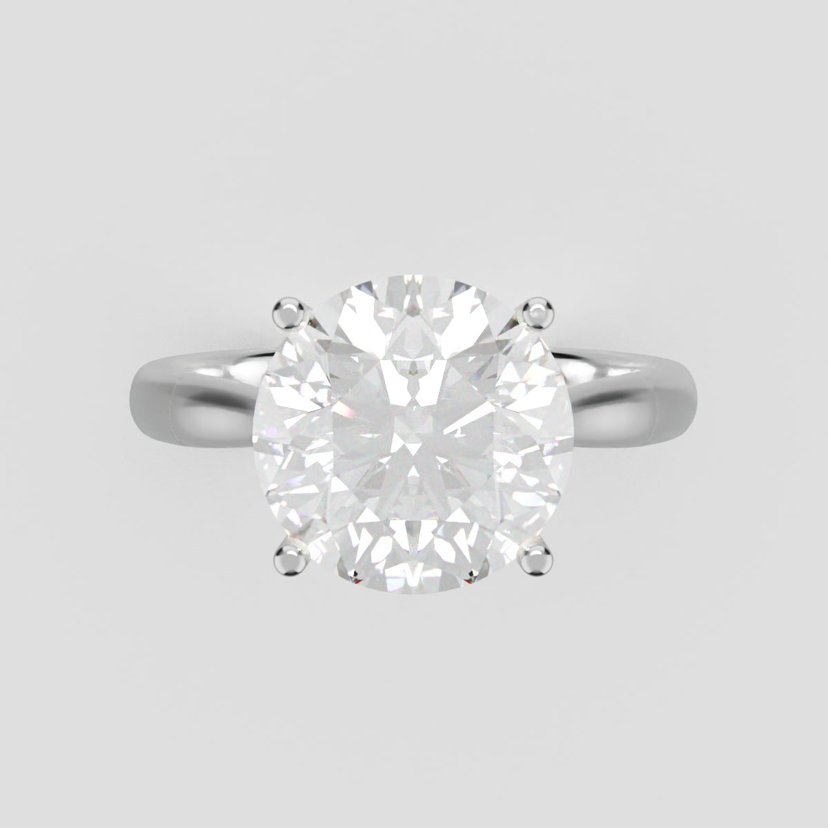 Arcata, 3ct round lab grown diamond engagement ring, Cathedral Hidden Halo Bridge, 18K white gold - front view
