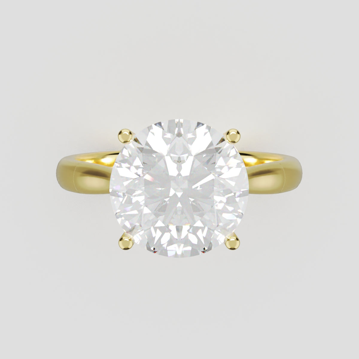 Arcata, 3ct round lab grown diamond engagement ring, Cathedral Hidden Halo Bridge, 18K yellow gold - front view