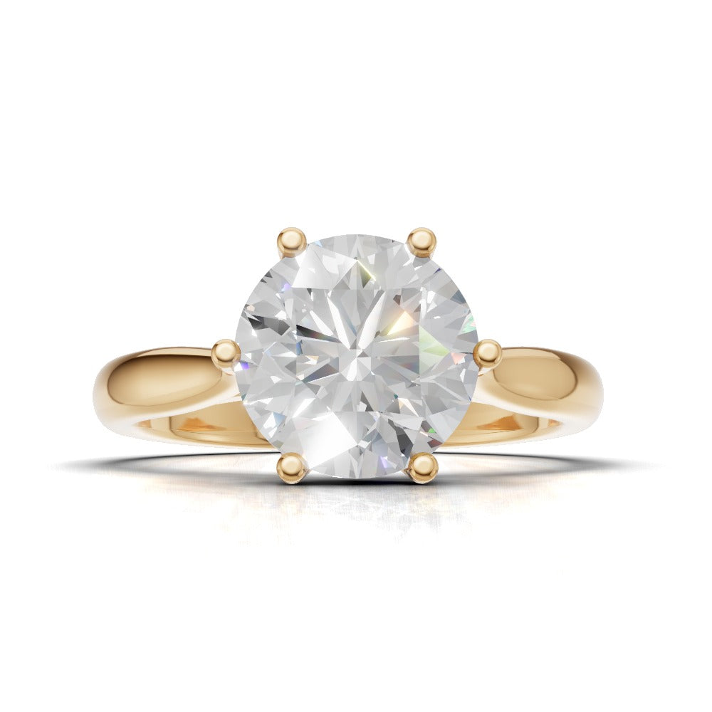 Corolla, 1.5ct round lab grown diamond engagement ring, Petal Cathedral, 18K yellow gold - view 4