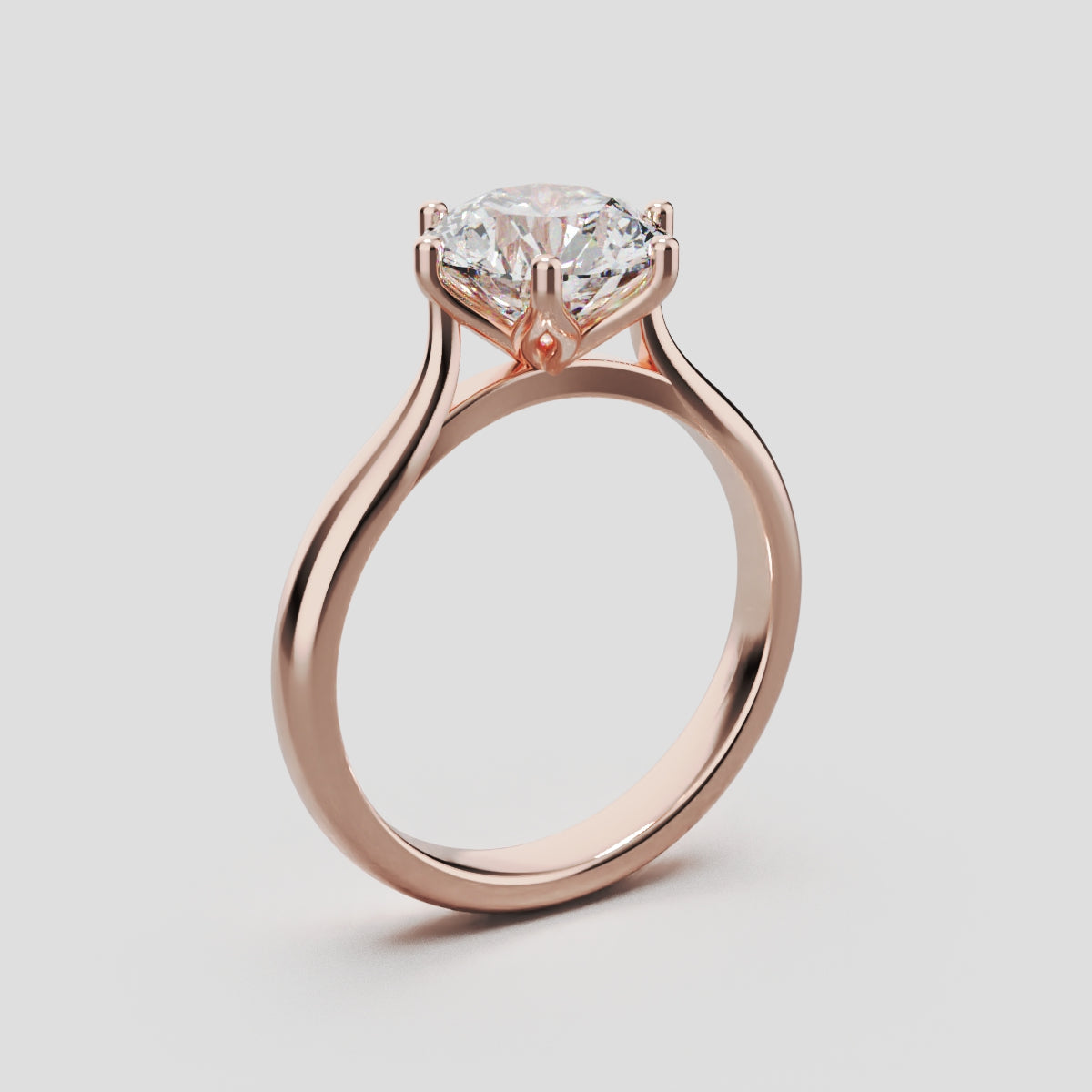 Corolla, 1.5ct round lab grown diamond engagement ring, Petal Cathedral, 18K rose gold - ne