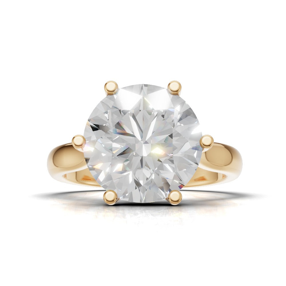Corolla, 3ct round lab grown diamond engagement ring, Petal Cathedral, 18K yellow gold - view 4